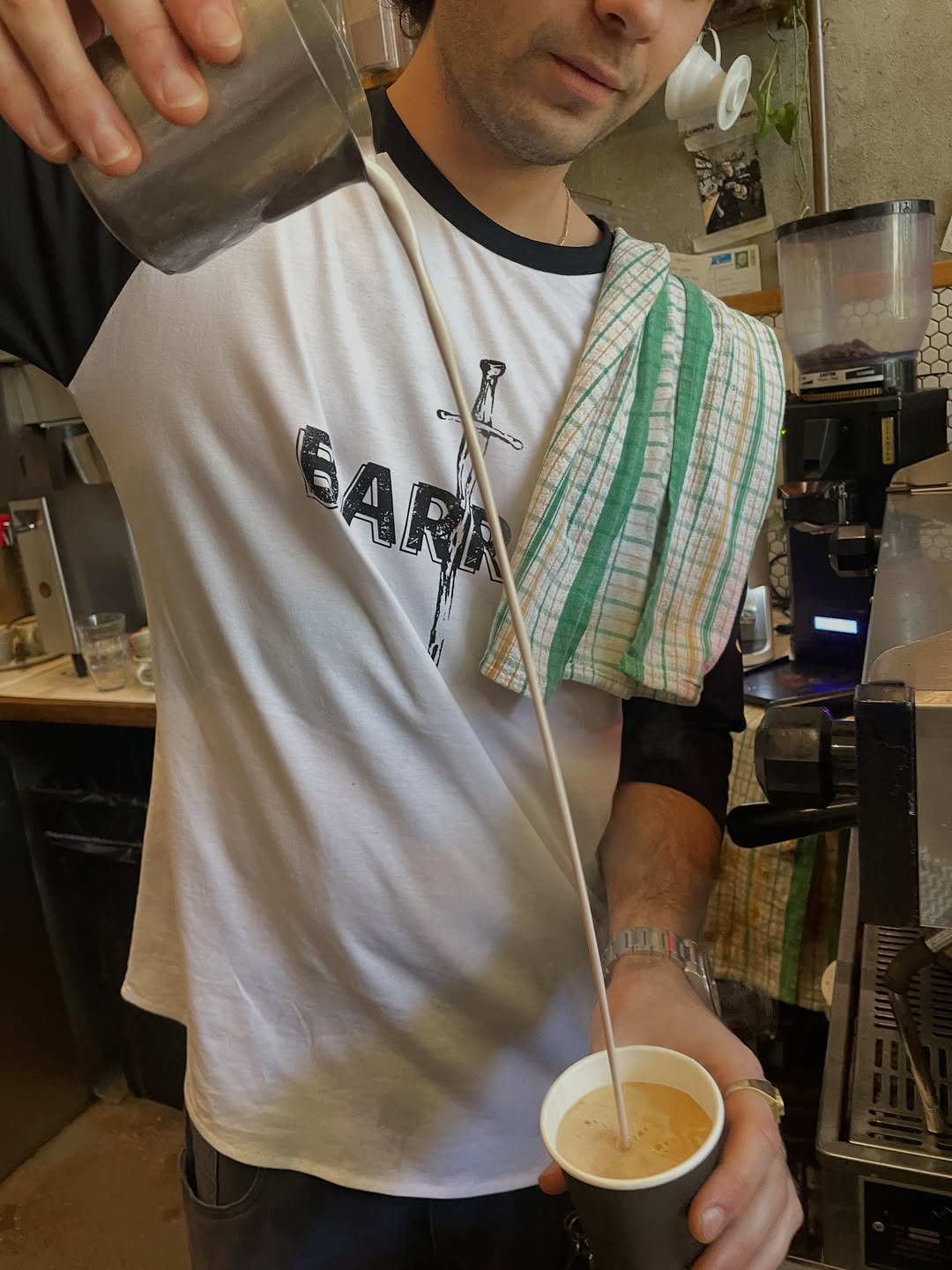 Barrio Collective Coffee: professional shot of coffee preparation