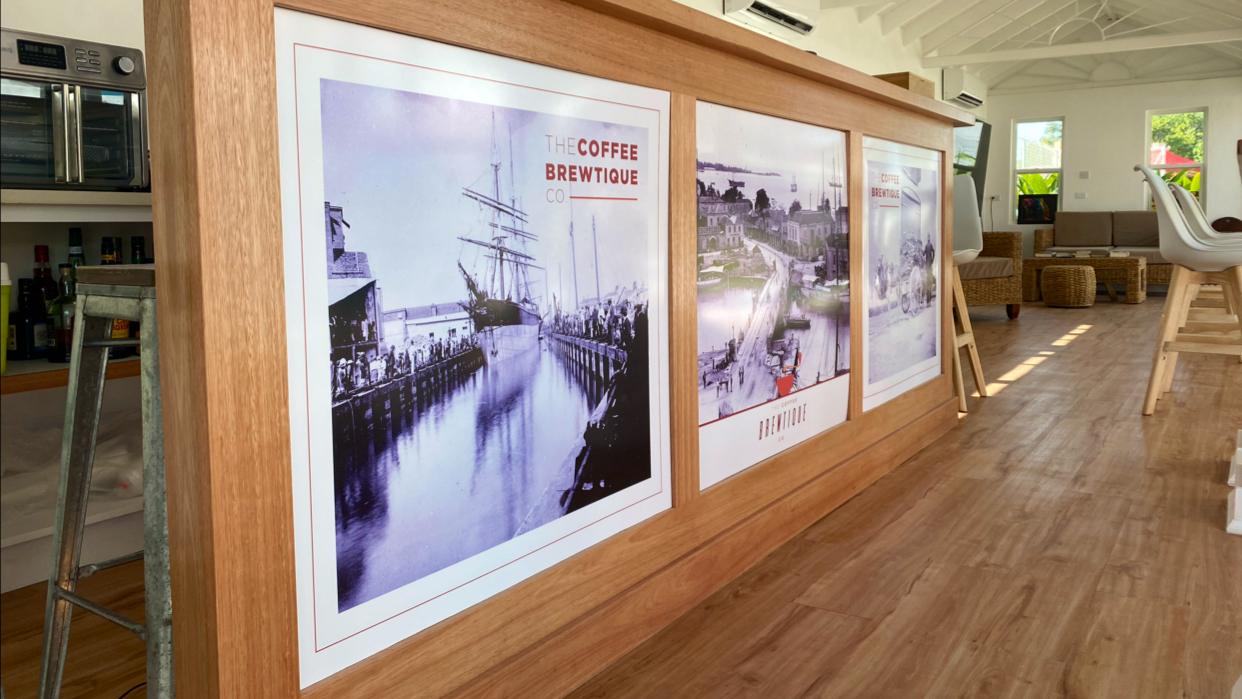 The Coffee Brewtique Co.: clean interior and branding