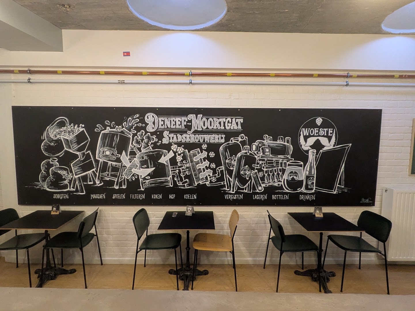 Stadsbrouwerij Woeste: venue interior and branding
