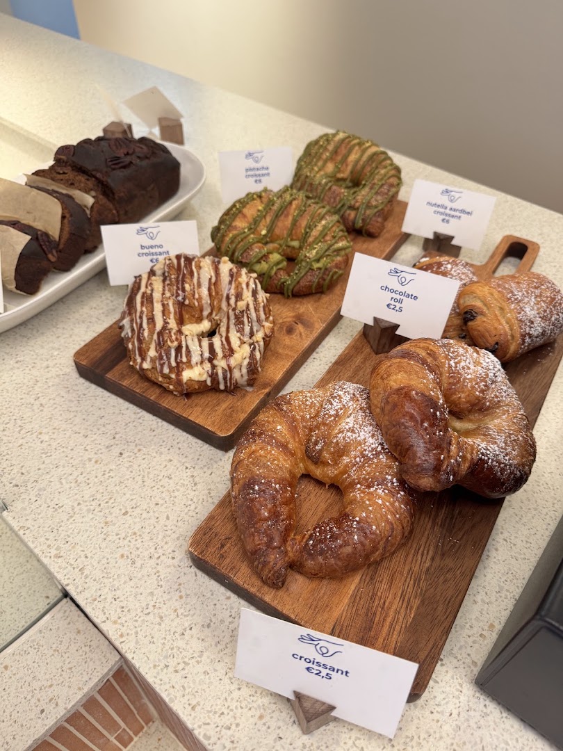 August: appetizing display of fresh pastries