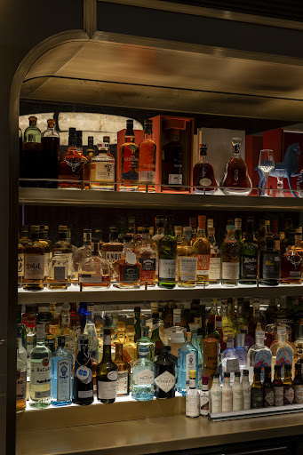 Under the Stairs: high quality bar shelf display