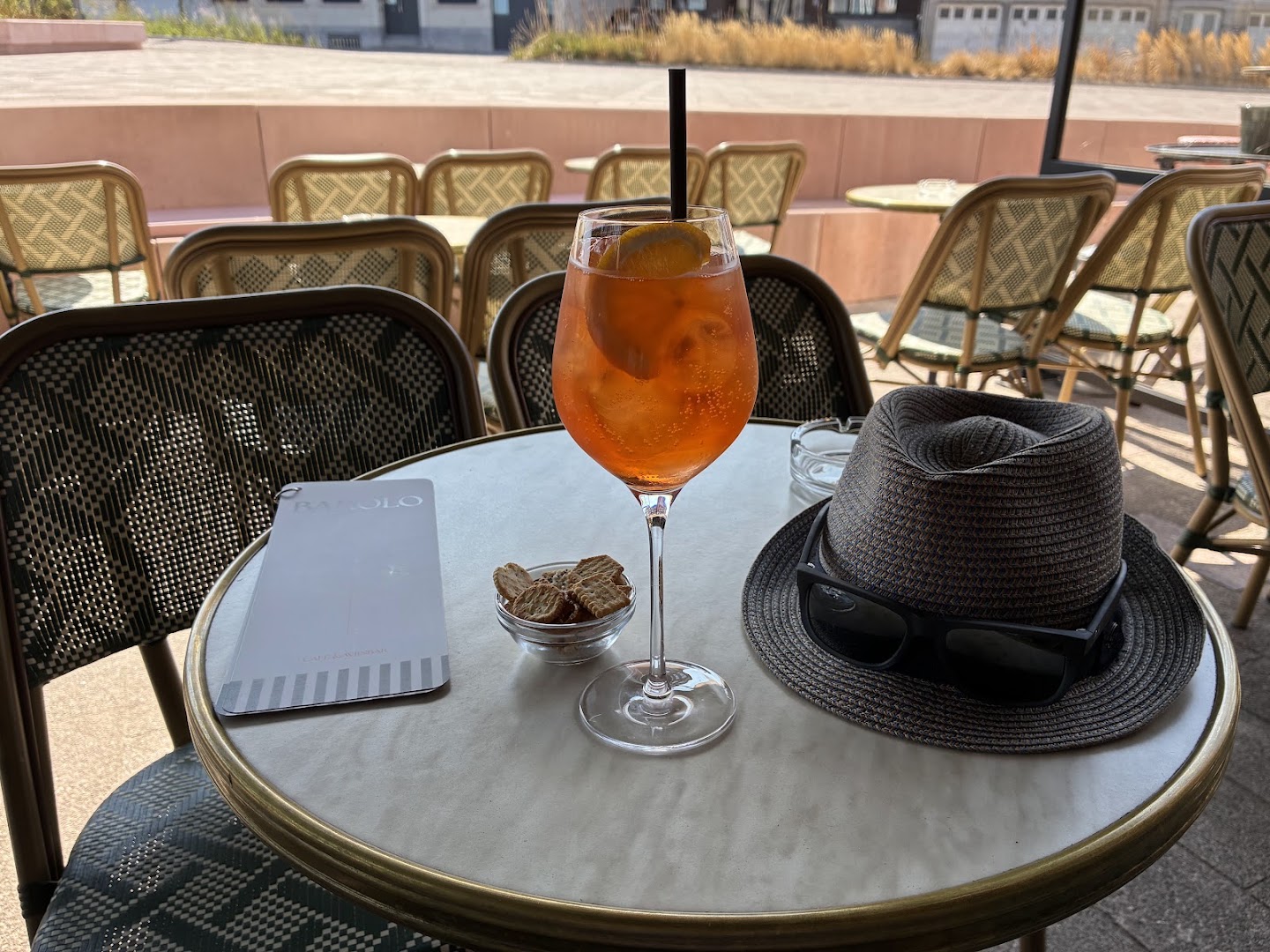 Barolo: appealing shot of bar drink