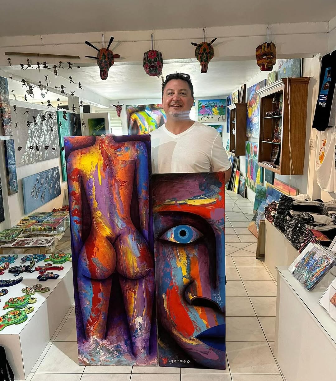 Belizean Arts: gallery interior and art