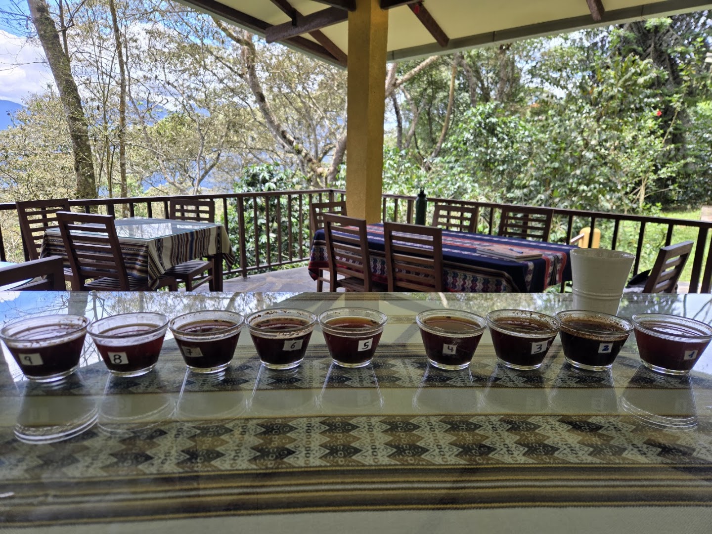 Café Munaipata: appealing coffee tasting setup