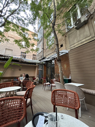 Backyard: inviting outdoor terrace atmosphere