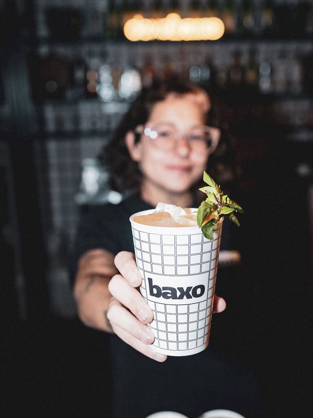 Baxo Bar: professional photo showing branded drink