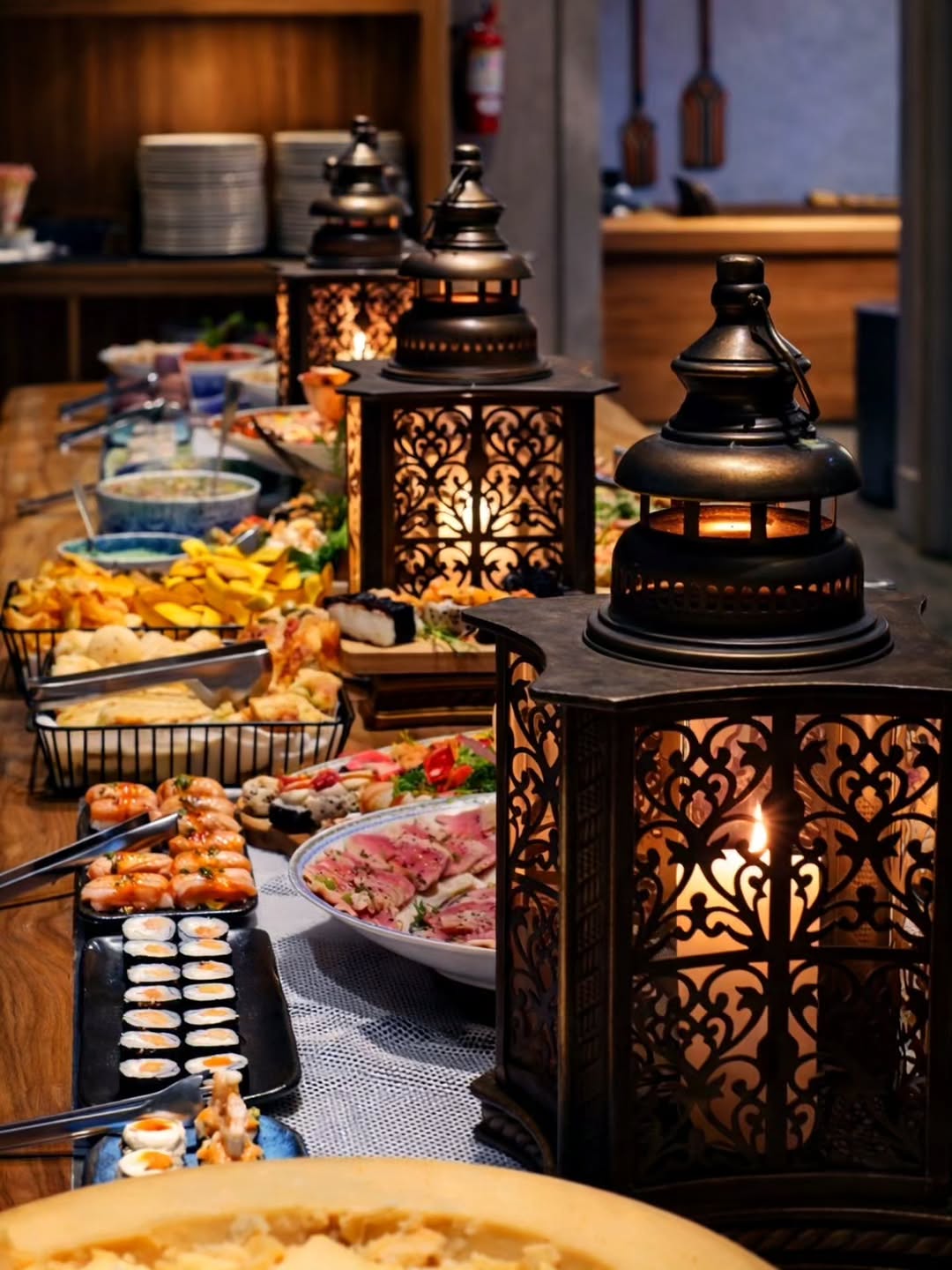 Villa Acqua: appetizing food display and atmosphere