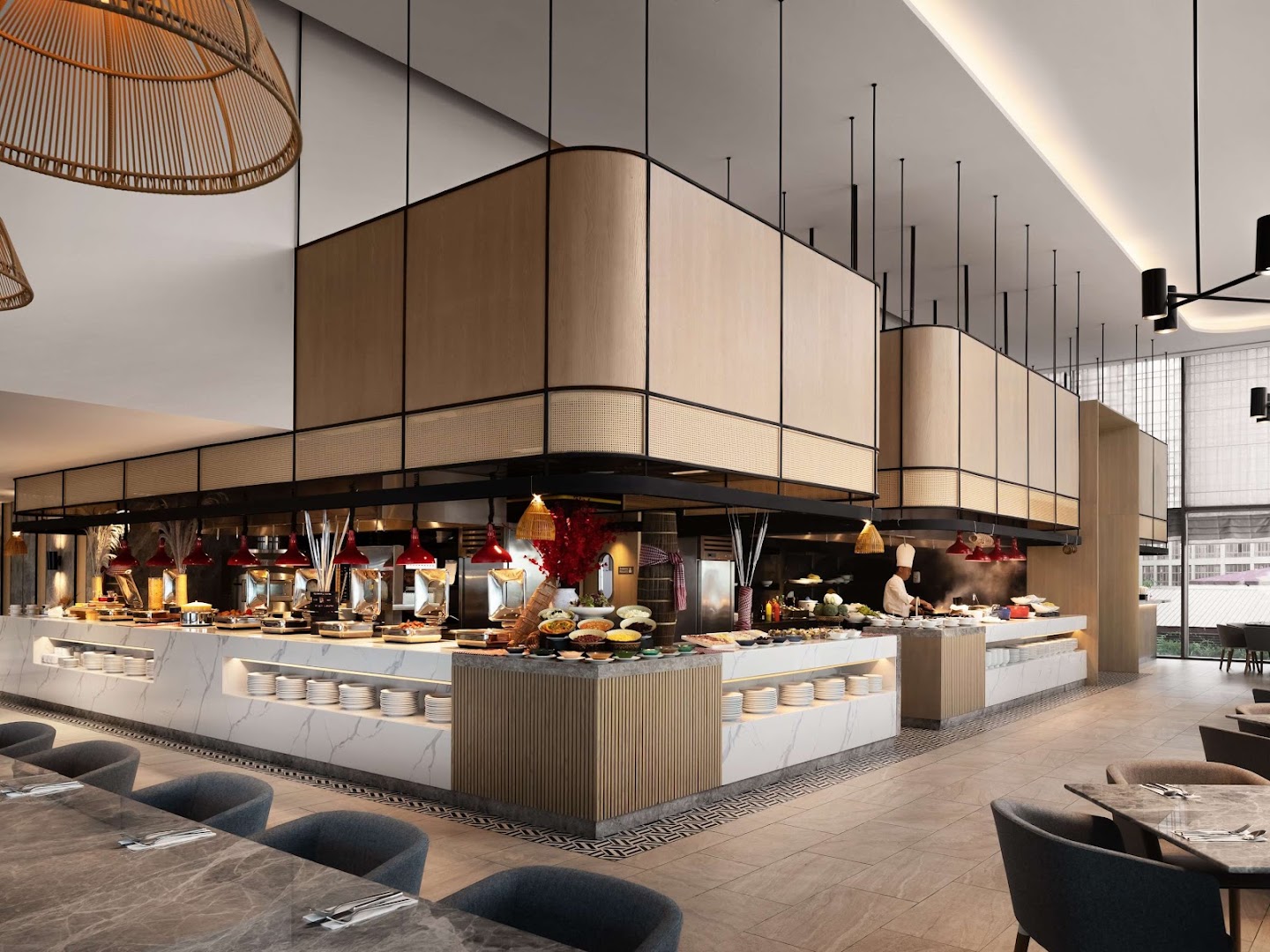 Food Exchange: professional interior shot of restaurant
