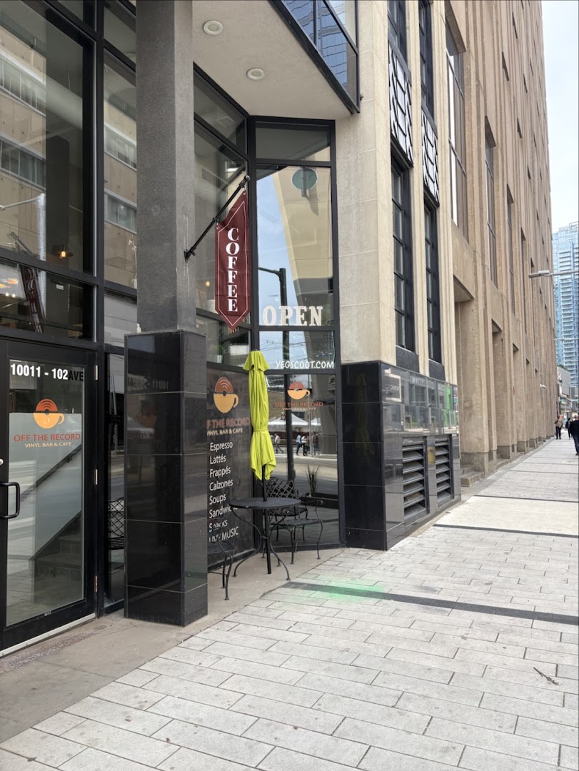 Off the Record Cafe: clear exterior shot of venue