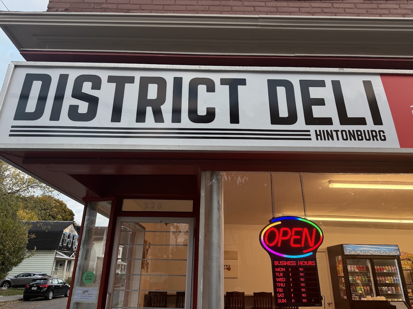 District Deli: clear exterior shot showing signage