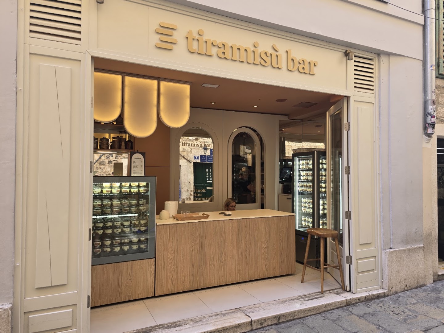 Tiramisu Bar: clear, professional shot of storefront