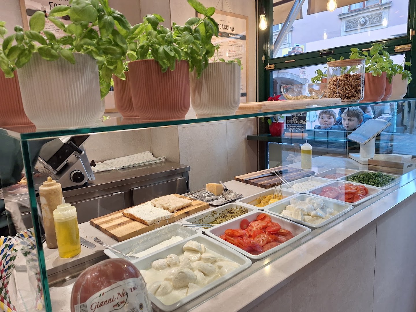 Focaccina: clear photo of fresh ingredients