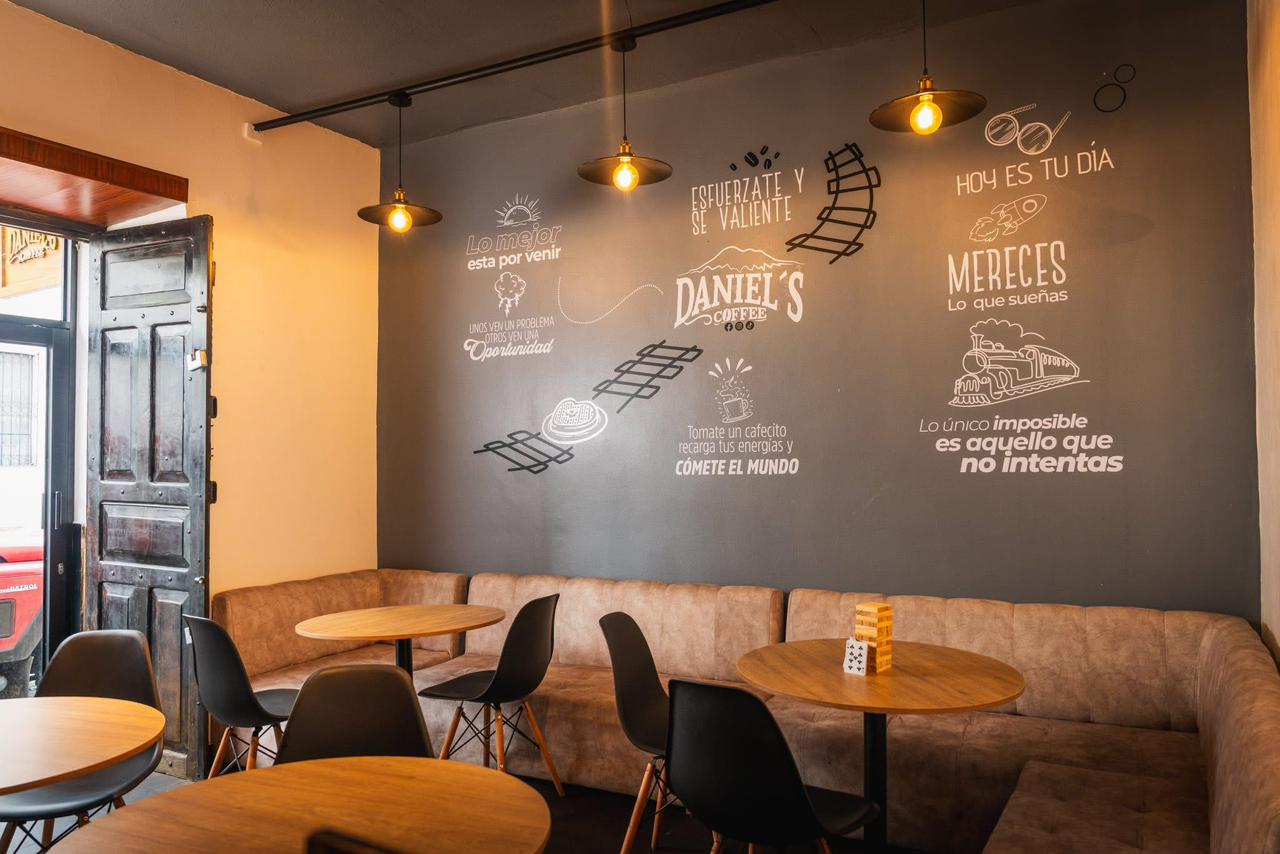Daniel's Coffee: clear, professional interior atmosphere shot