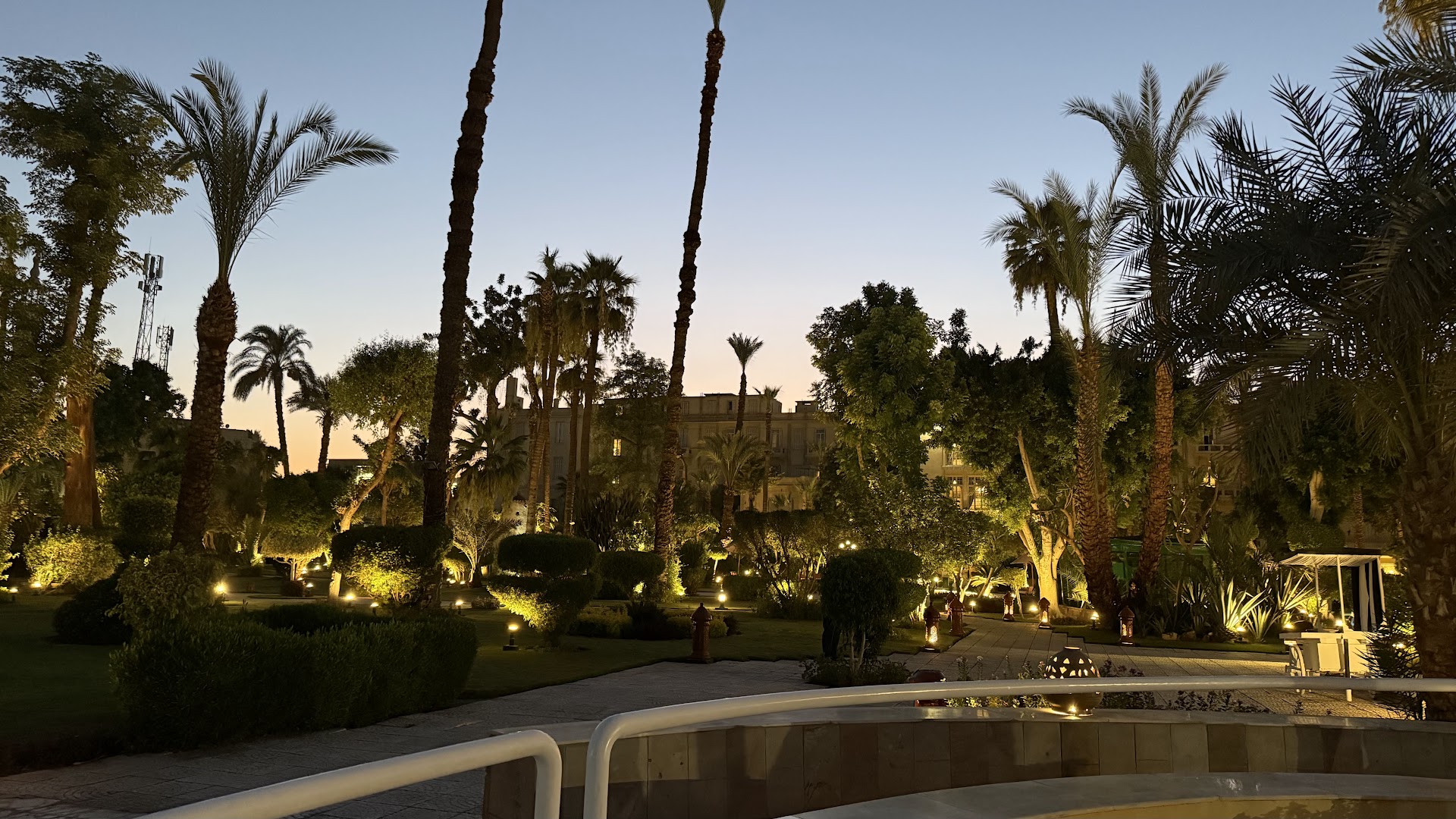 Royal Bar: beautiful atmospheric evening garden view