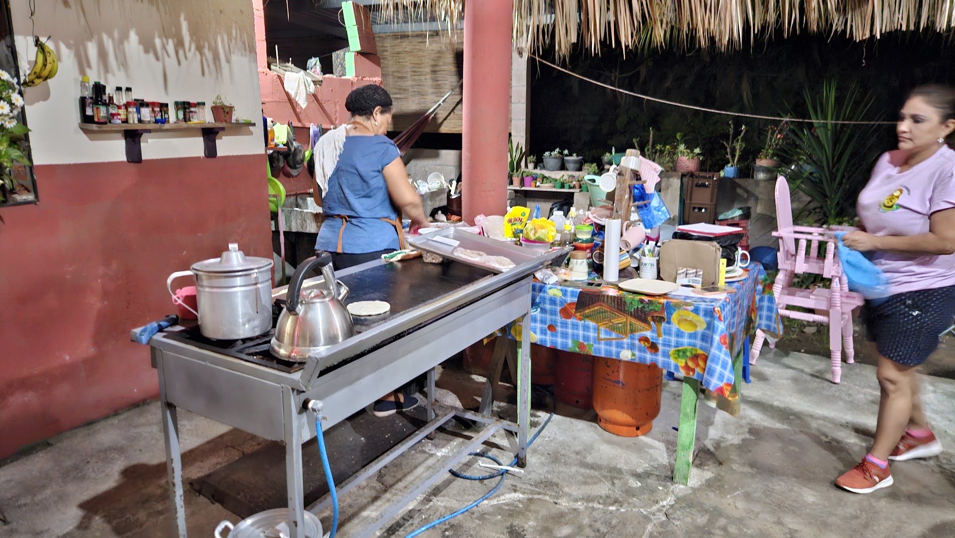 Pupusería La Guanaquita: authentic food preparation area