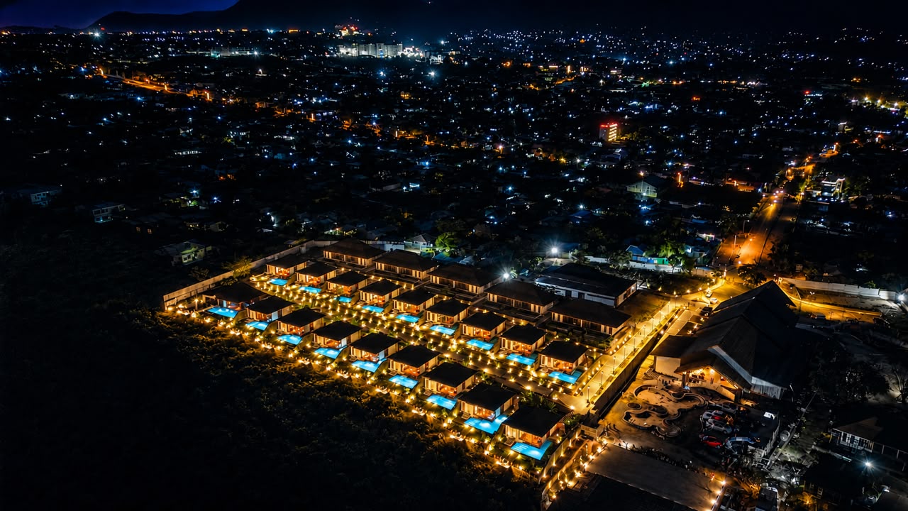 Kuriftu Resort & Spa Arba Minch: stunning professional aerial night shot
