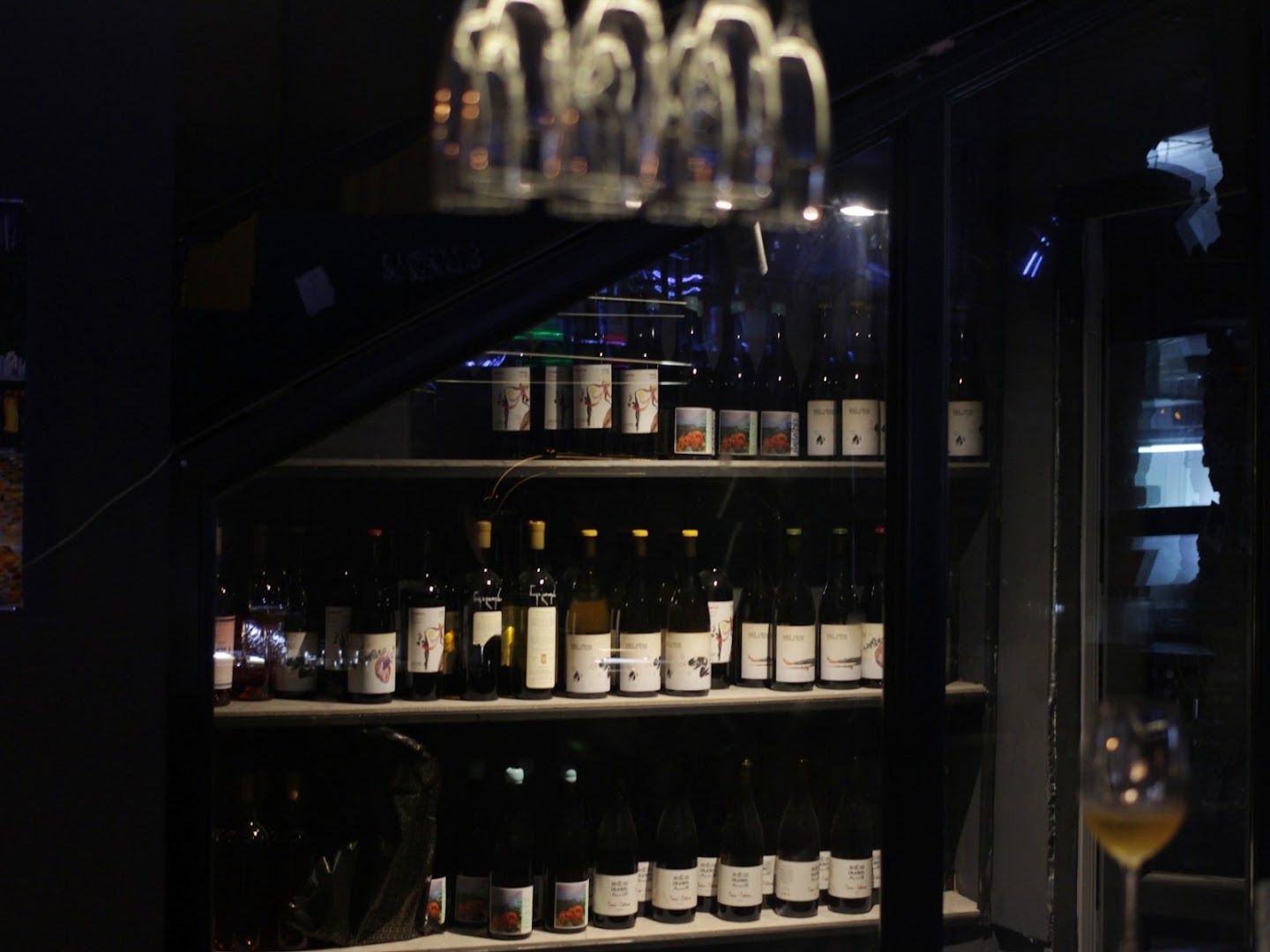 Level: atmospheric shot of wine display