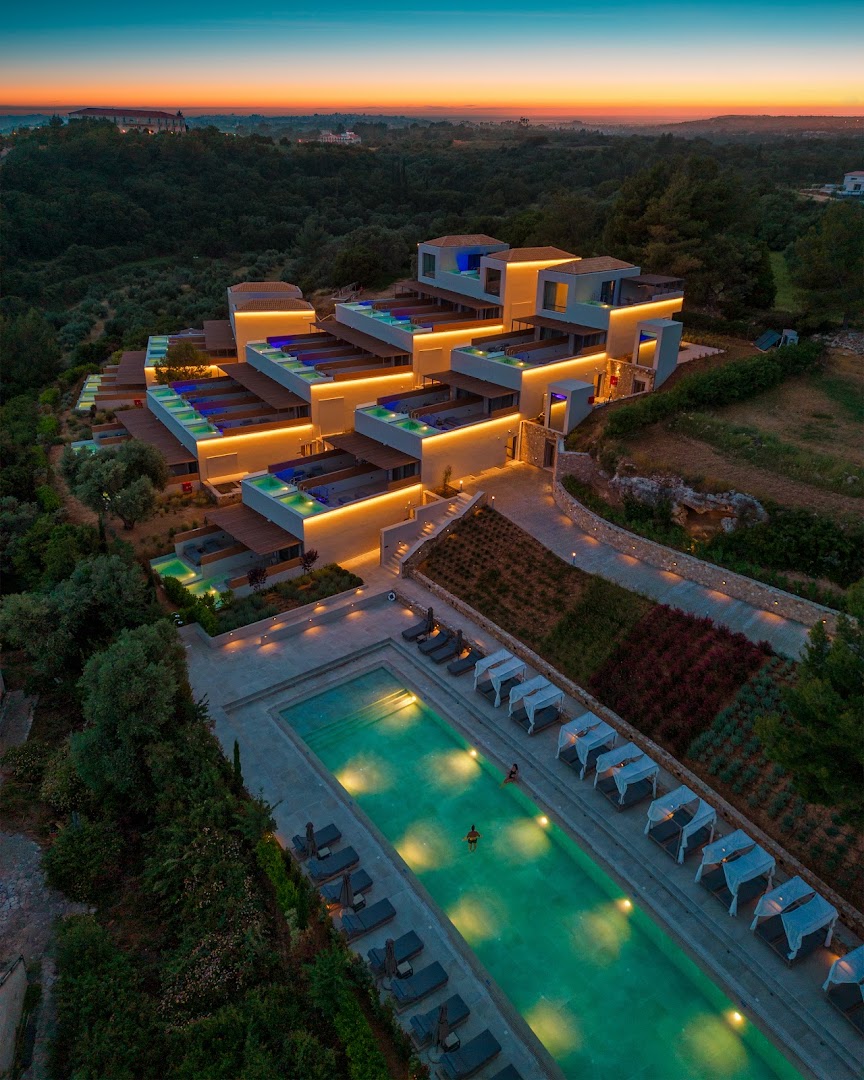 Celestial All Suites: stunning professional aerial hotel shot