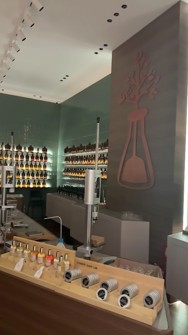 Etherio Scent Lab: clear shop interior and products