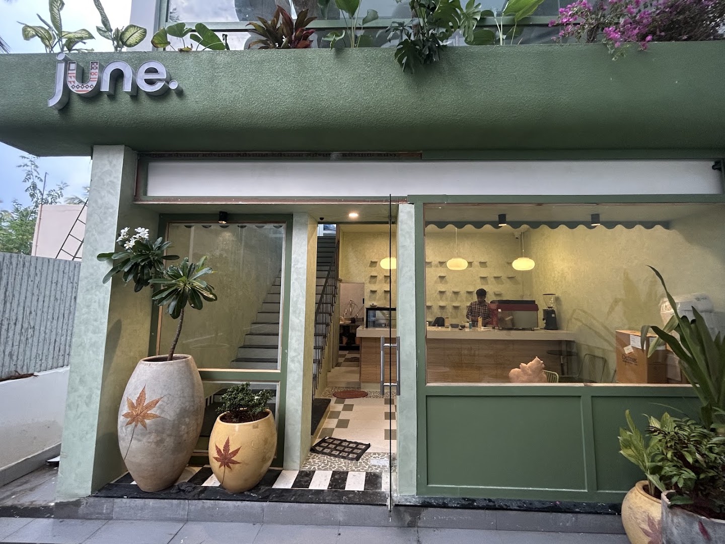 Cafe June: clear, inviting exterior storefront photo