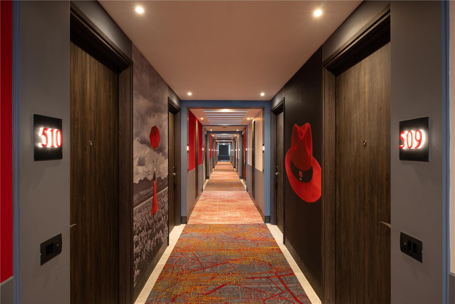 Radisson RED Indore: professional hotel hallway interior shot