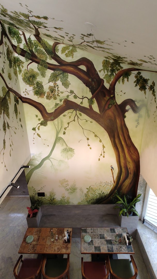 The Kuti Project: beautiful interior mural and atmosphere