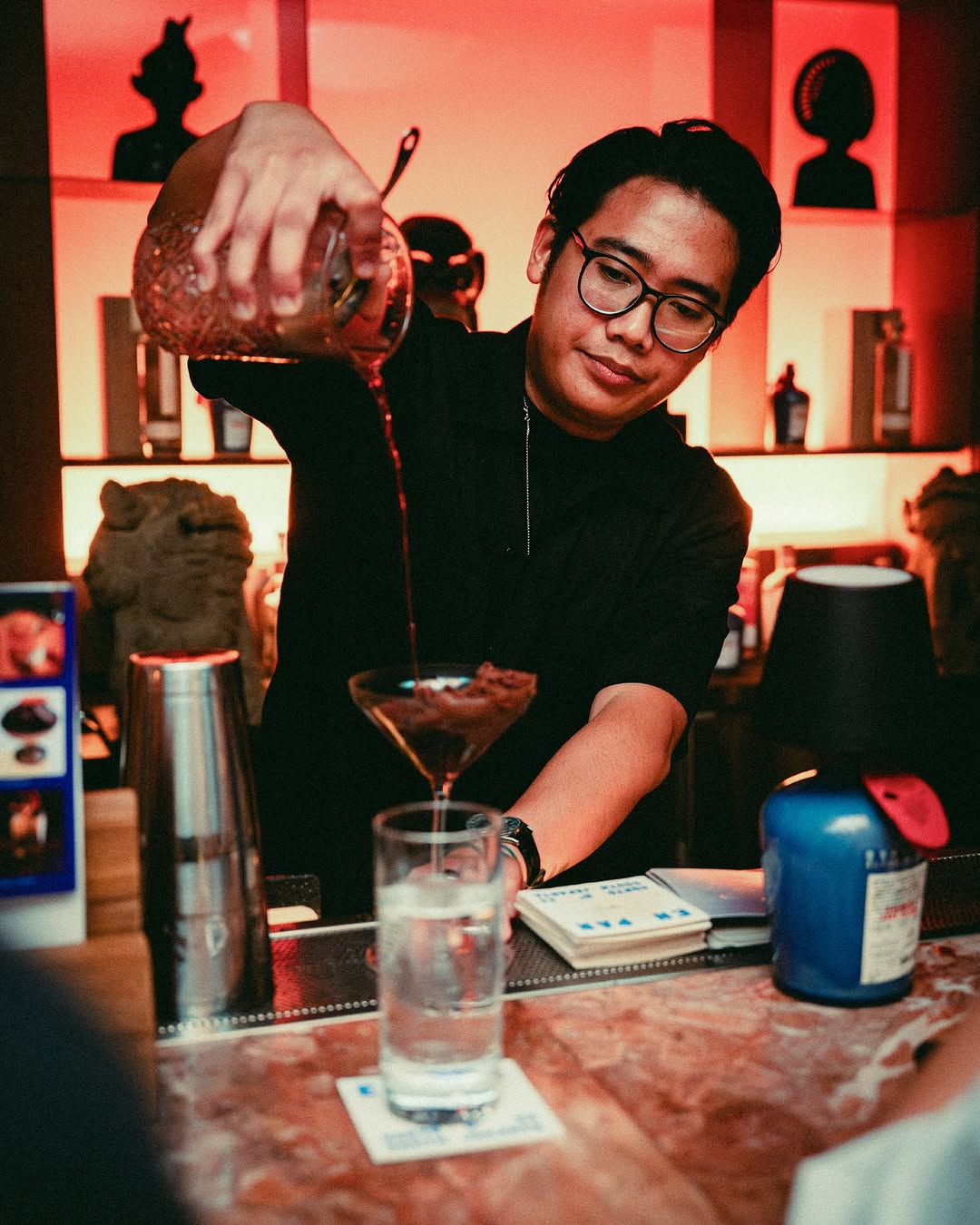HATS: professional shot of bartender working