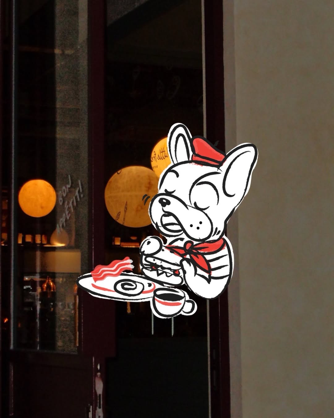 Little Frenchie Jakarta: attractive branding on restaurant window