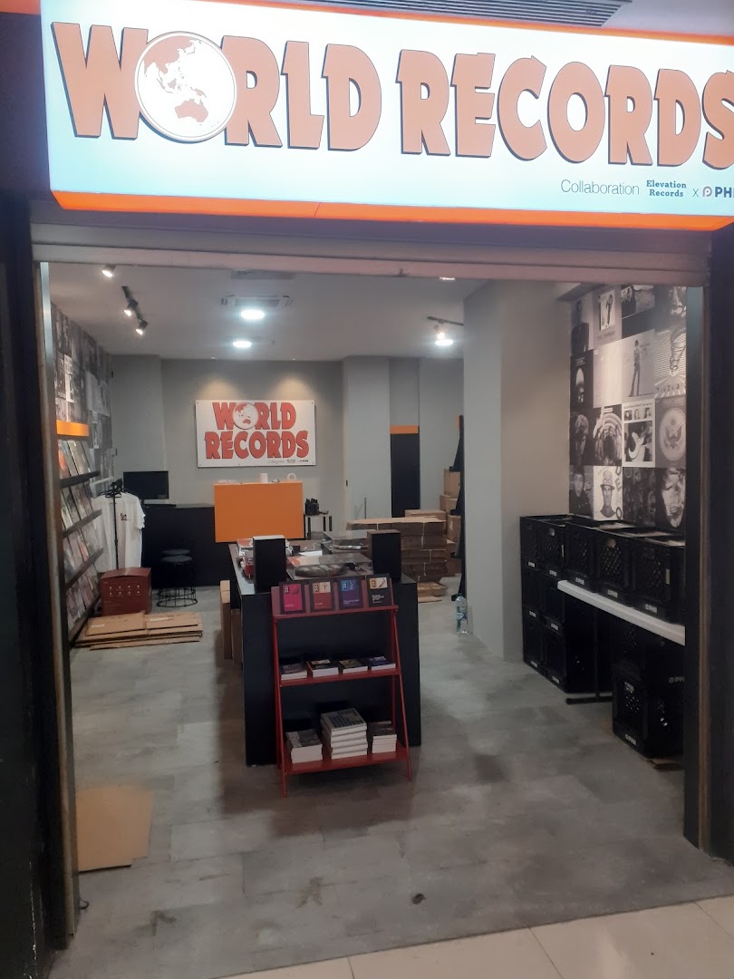 World Records: clear storefront view of shop