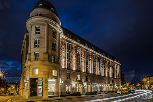 The Leinster: professional exterior shot at night