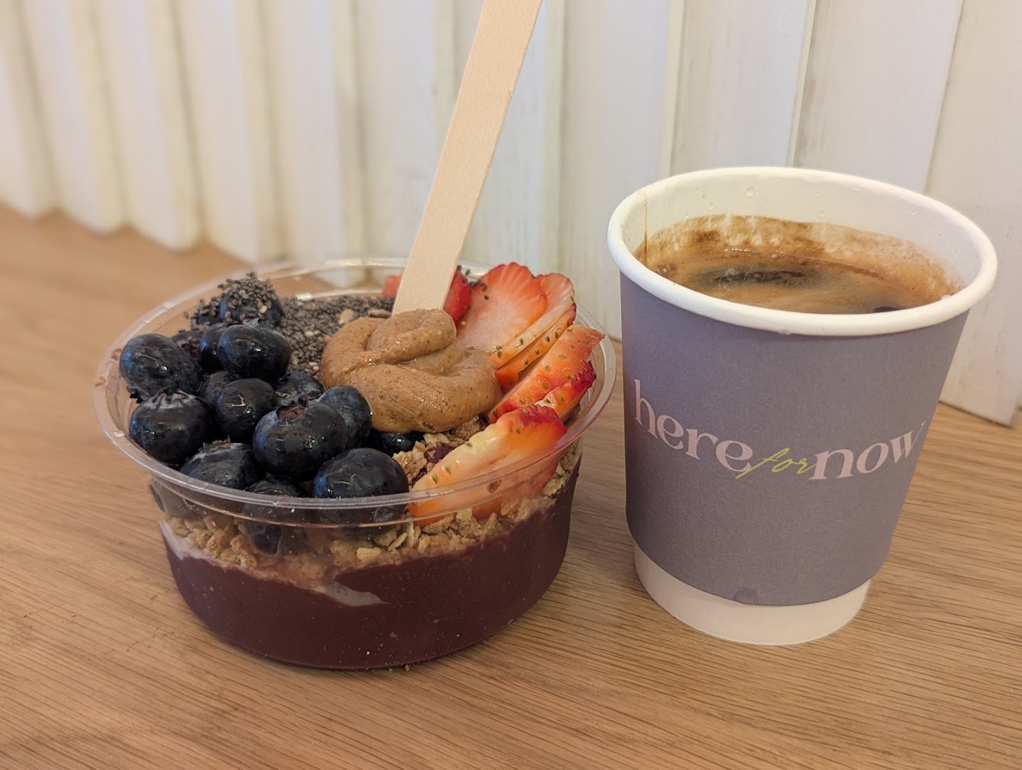 Here for Now: appetizing food and branded cup