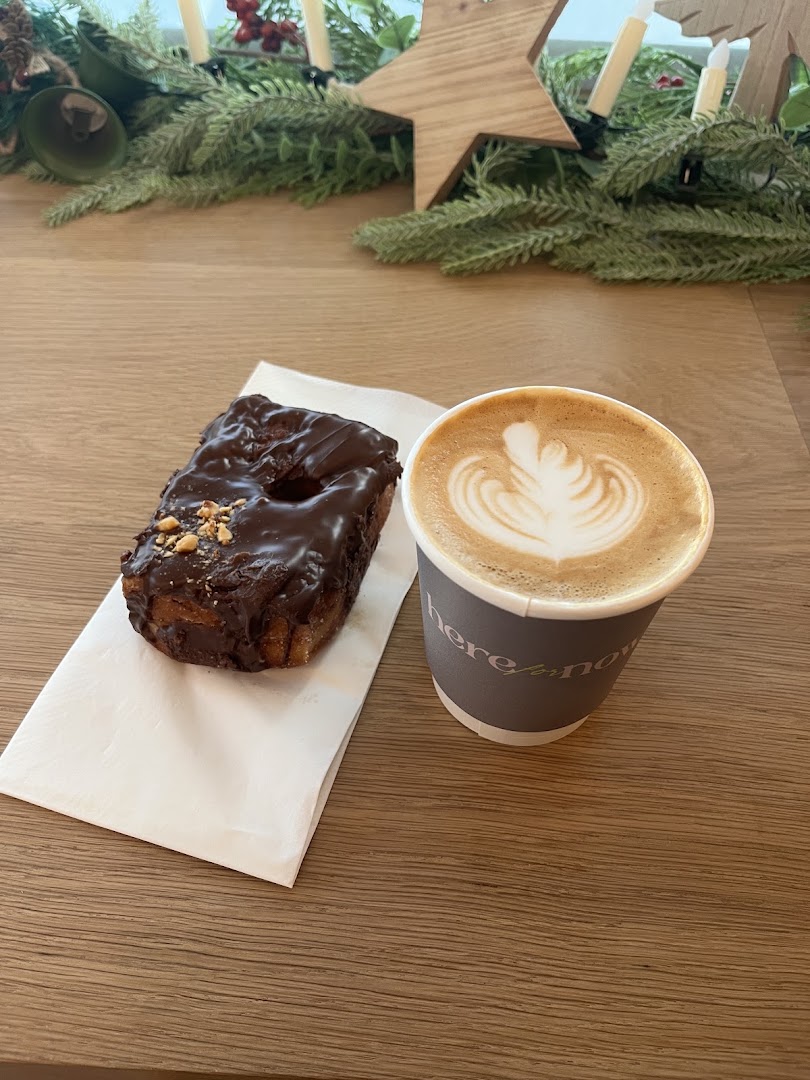 Here for Now: appetizing photo of coffee and pastry