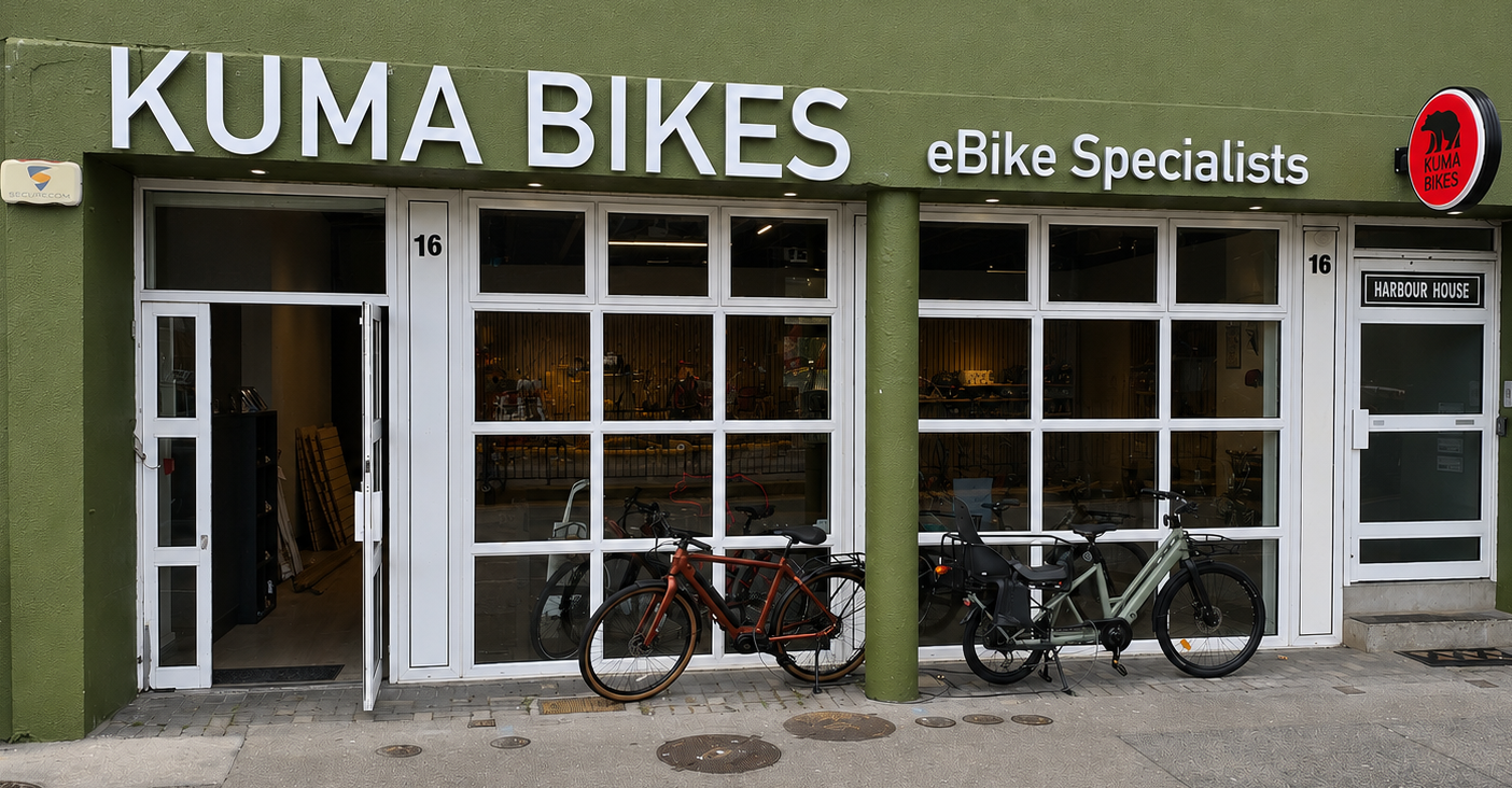 Kuma Bikes Galway: clear professional storefront photo