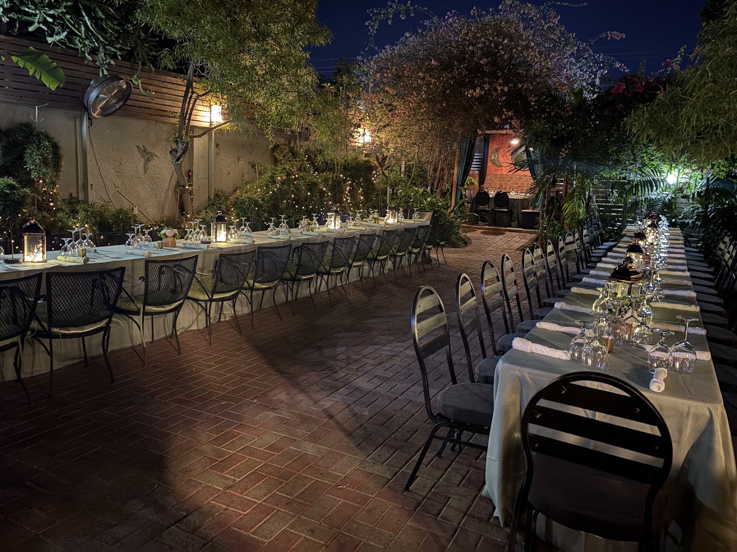 The Coppers: beautifully lit outdoor dining area