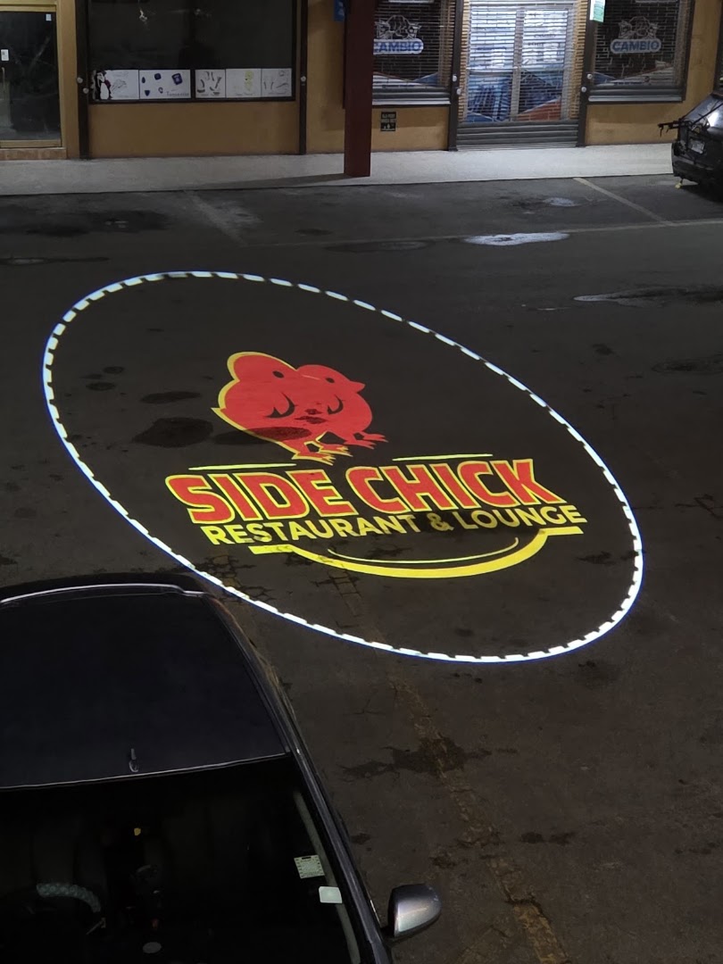 Side Chick Restaurant & Lounge: professional branding projection on ground
