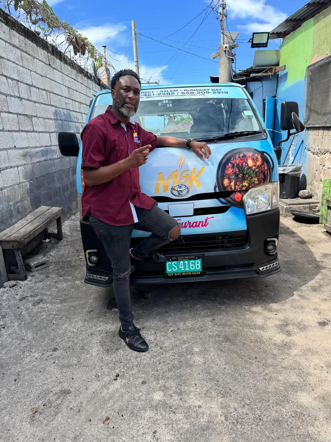 M&K Restaurant: staff and branded vehicle