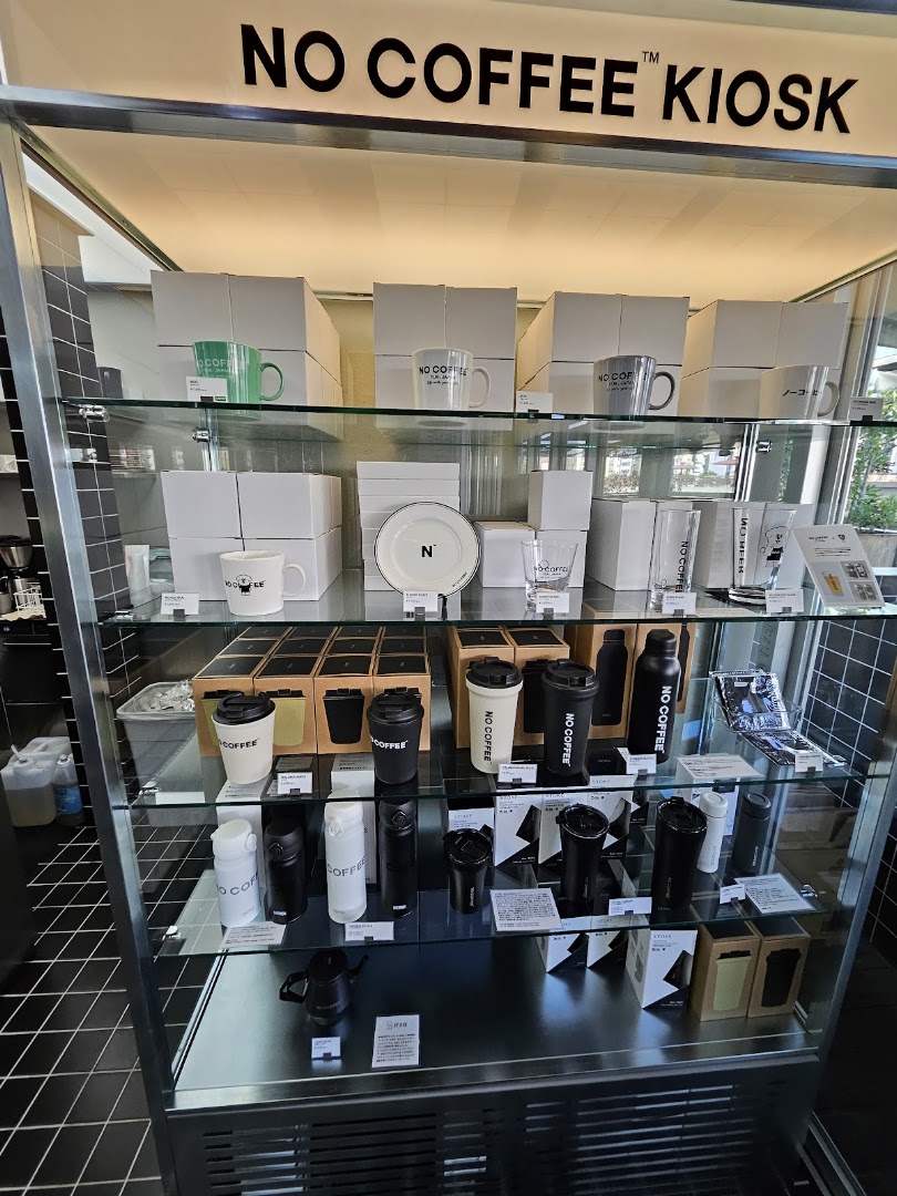 No Coffee Tenjin Park: clear display of branded merchandise