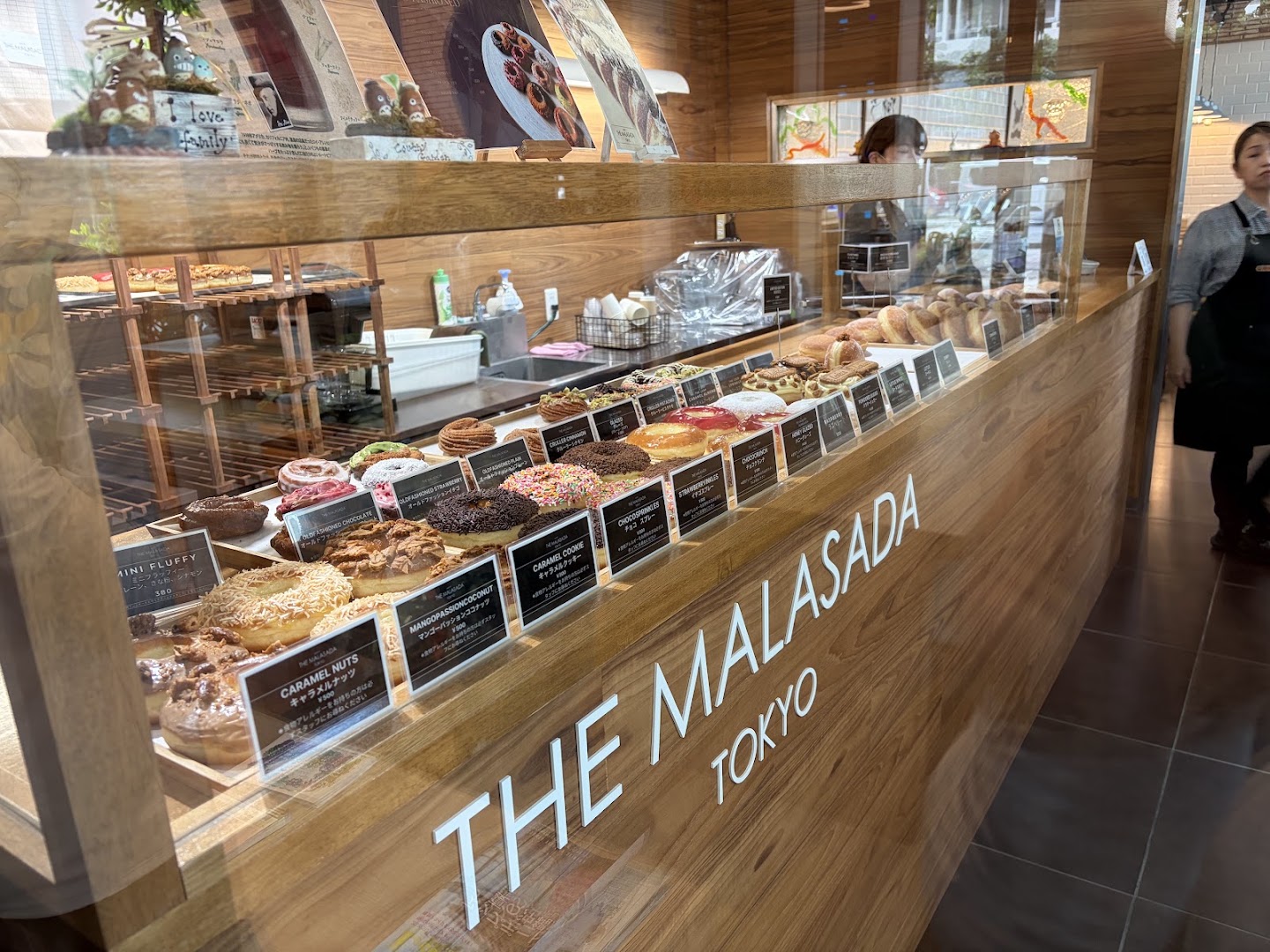 The Malasada Tokyo Naha: clear display of fresh products
