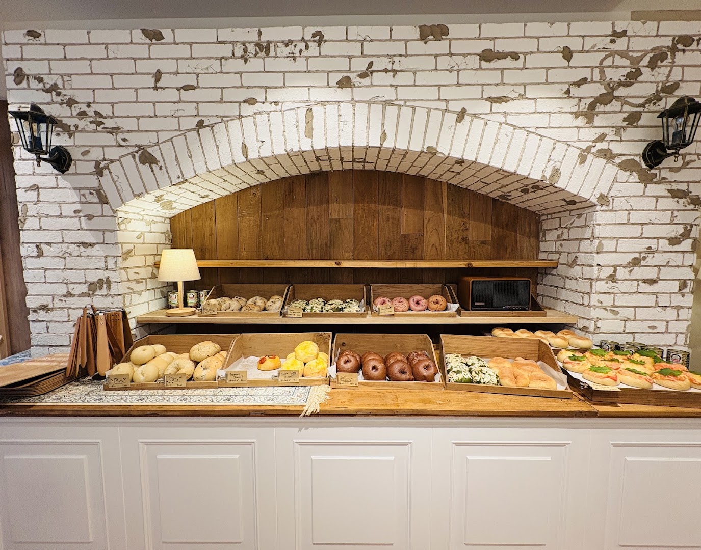 Areum Bagel Tenjinbashi: appealing display of fresh bagels