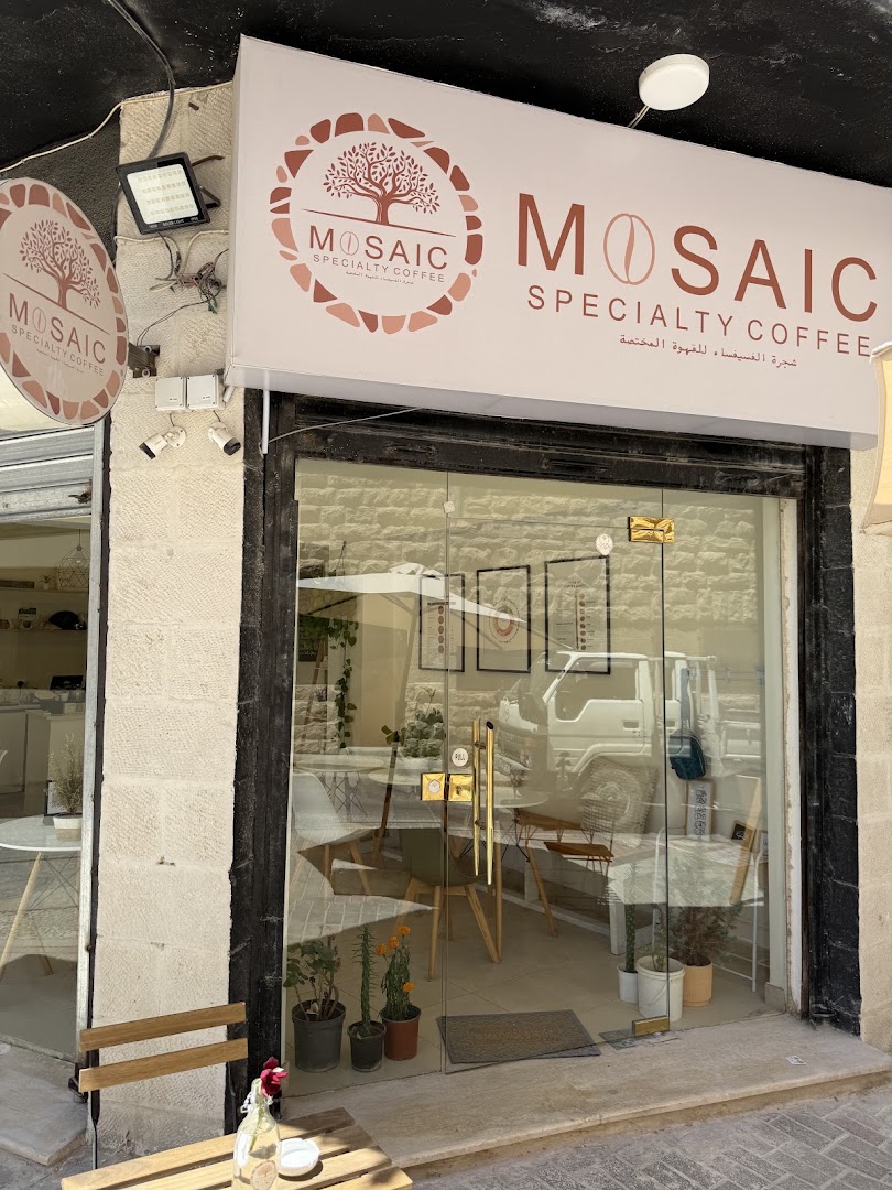 Mosaic Specialty Coffee: clear storefront showing venue branding