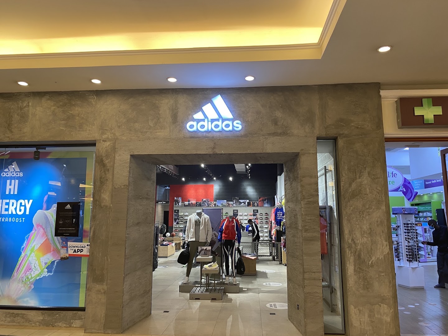 adidas Originals Nairobi: clear storefront view of shop