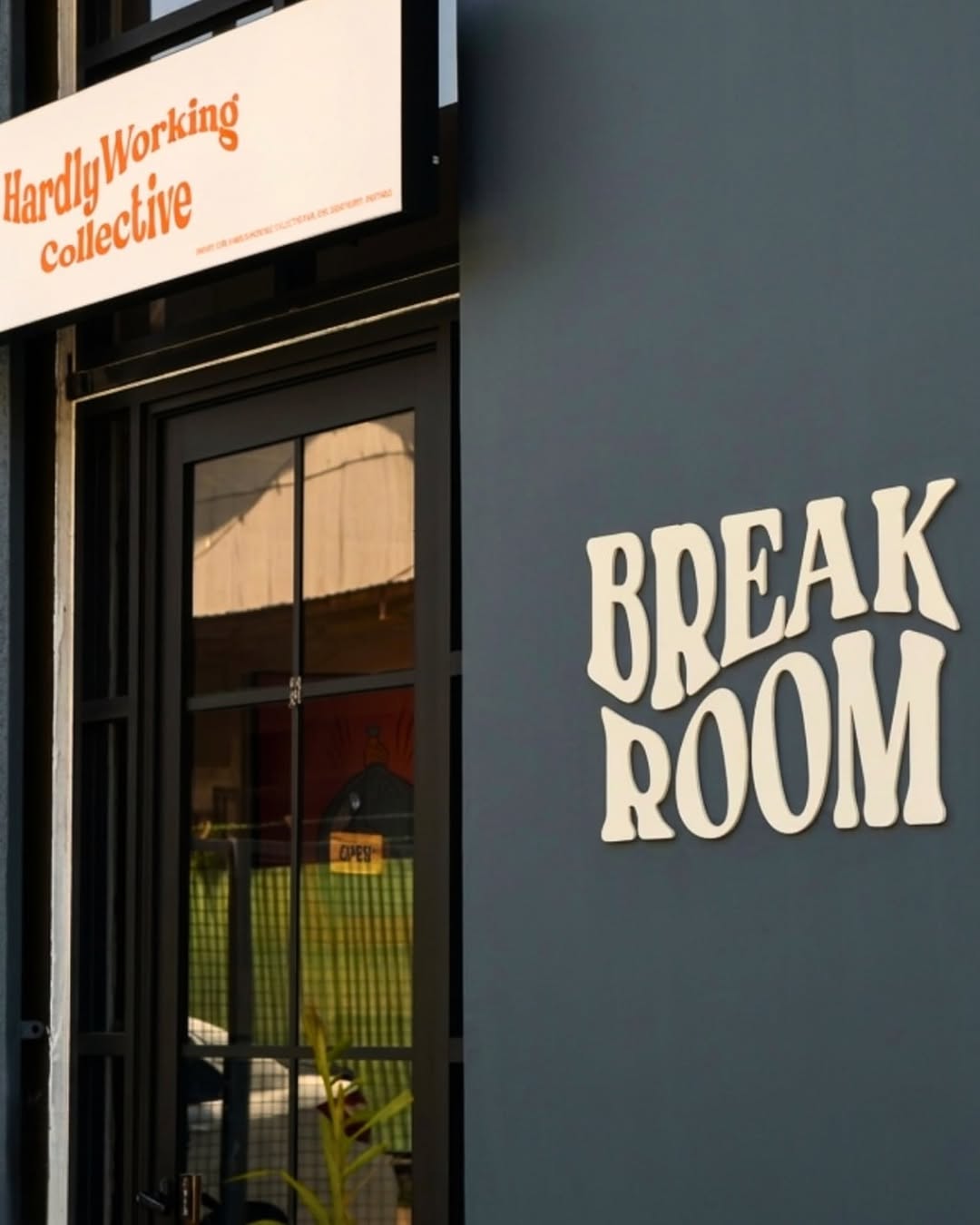 Break Room Cafe: clear, professional shot of signage