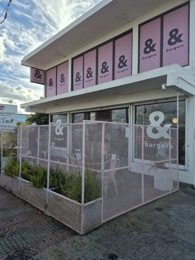 And Burgers: clear exterior shot of restaurant