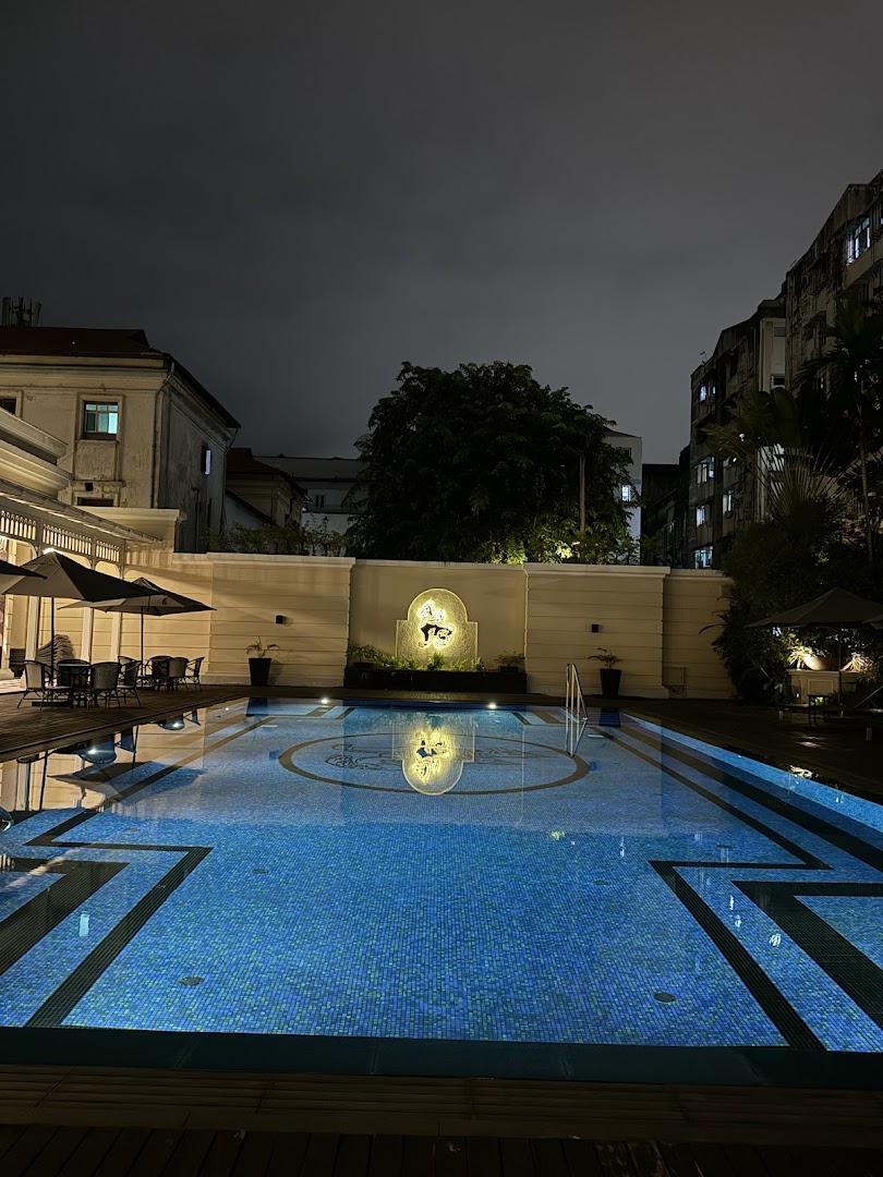 The Strand Yangon: beautiful night shot of pool