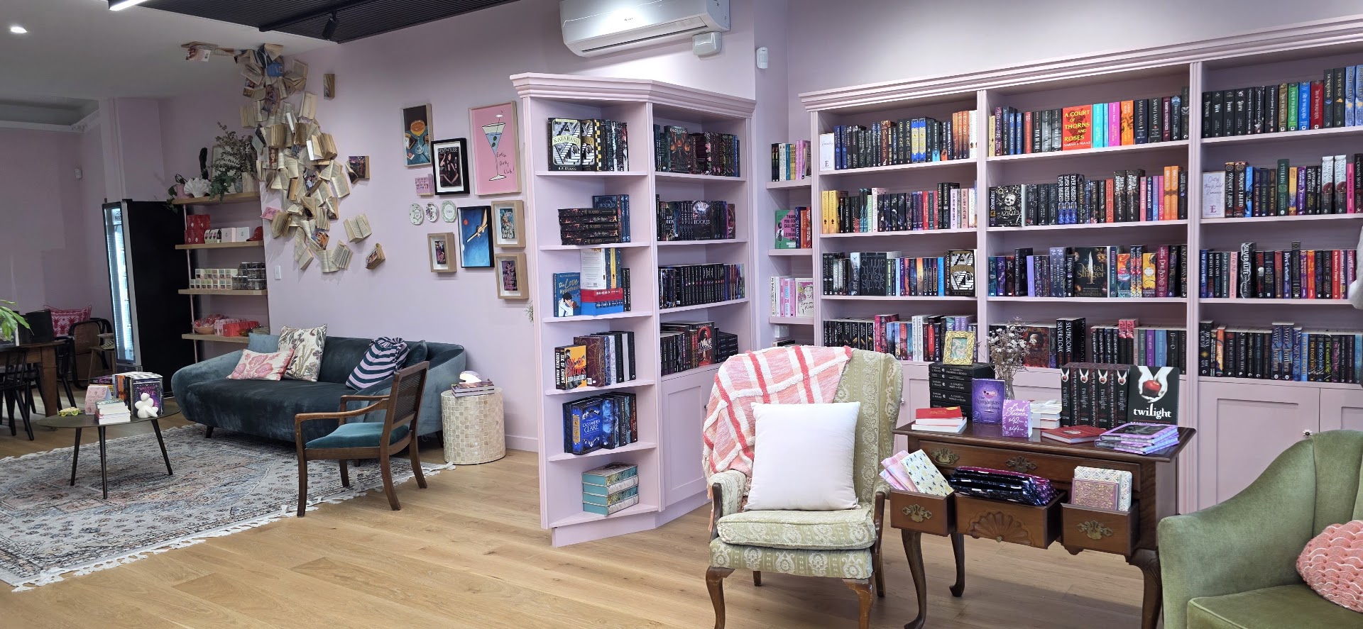 Enamoured Books: inviting and well-lit shop interior
