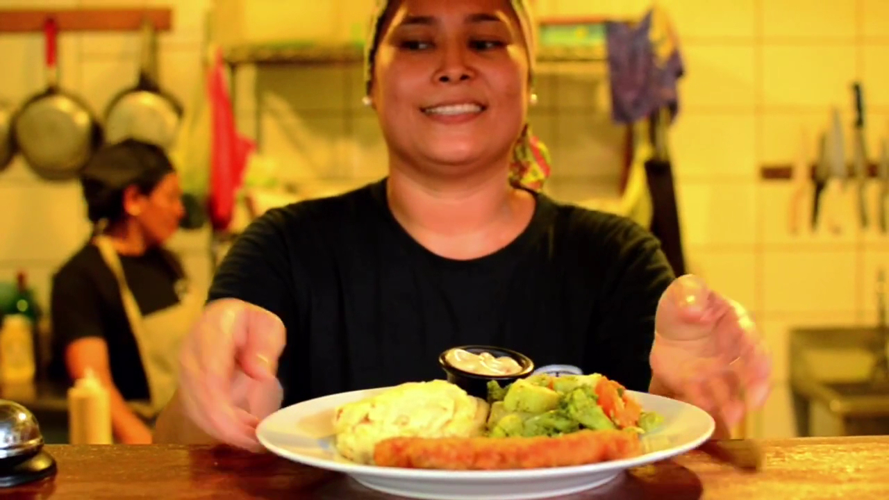 Dale Pues: professional staff serving fresh food