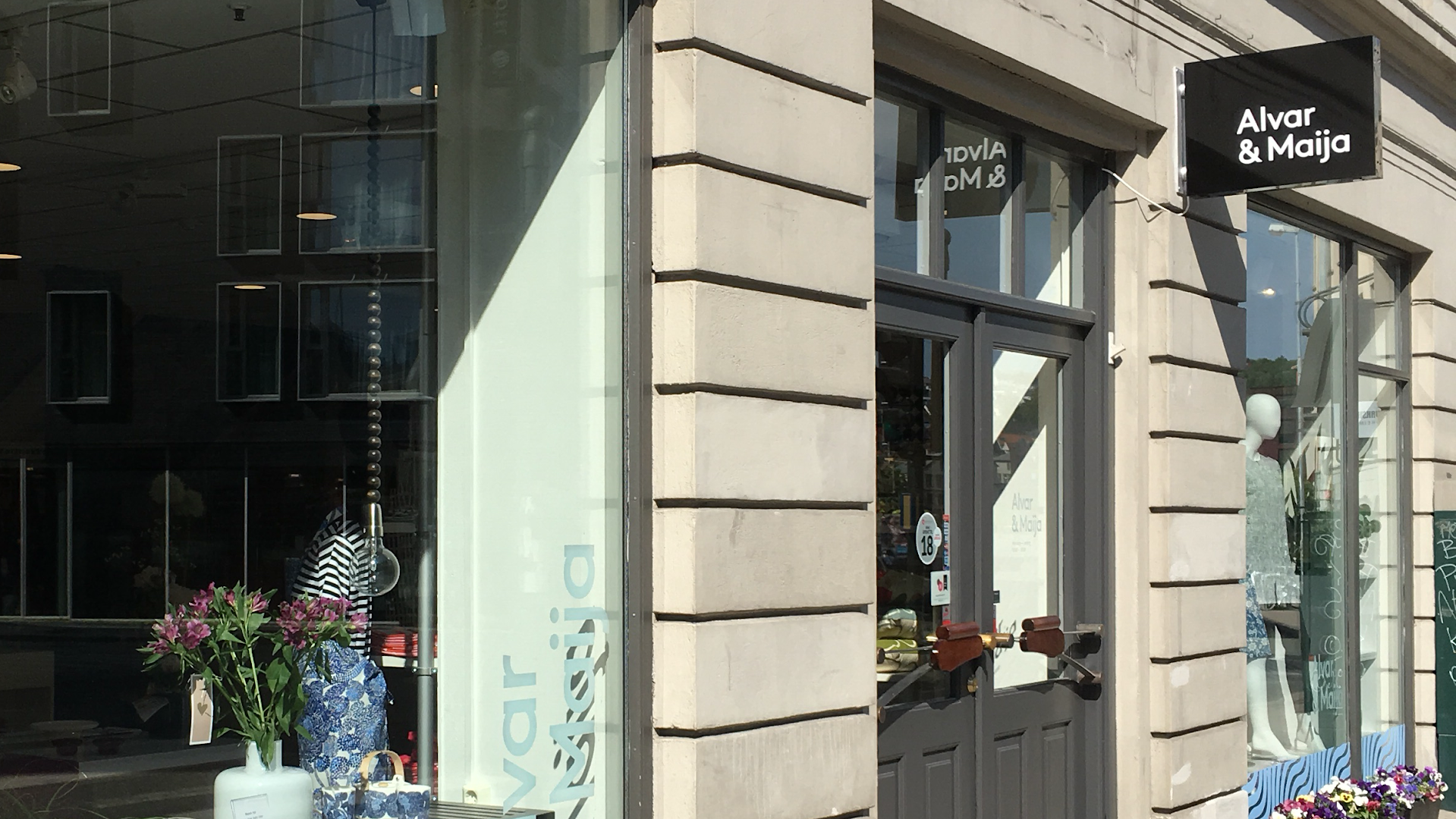 Maija: clear storefront photo of shop