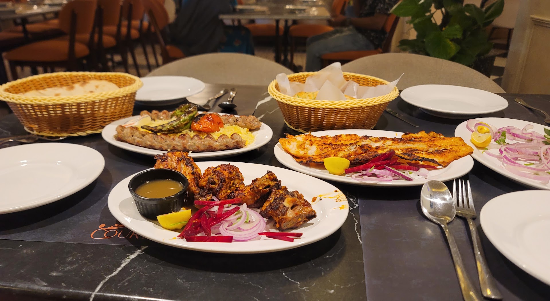 KBC Courtyard: appetizing food spread at restaurant