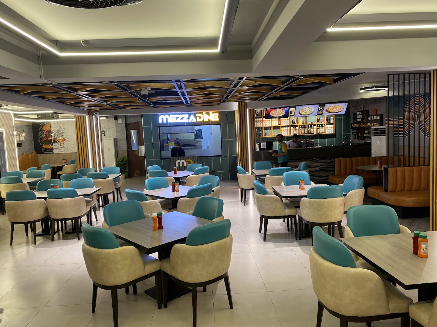 Mezzadine: clear, professional interior restaurant shot