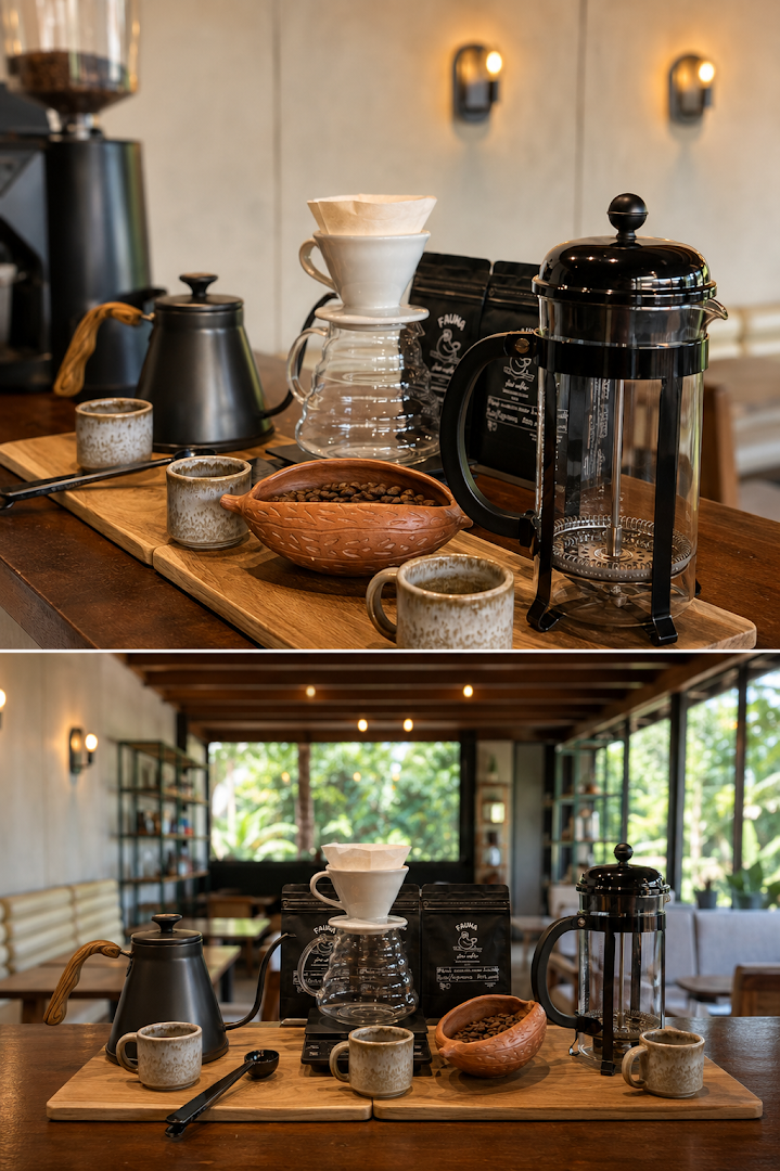 Fauna Slow Coffee: professional and appealing coffee setup